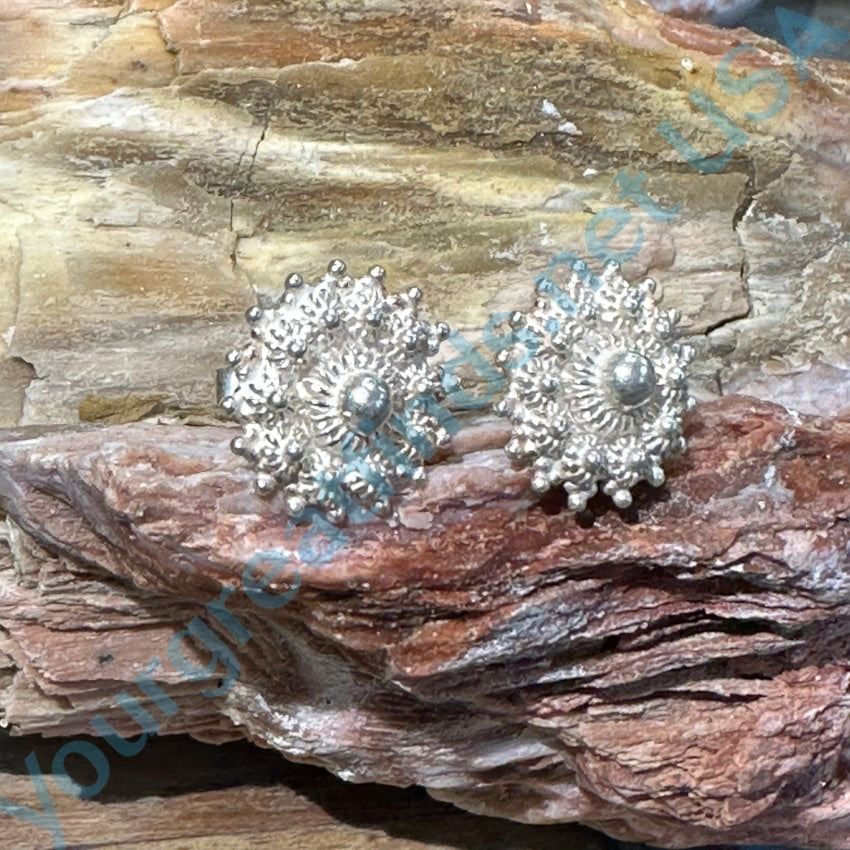 Sterling Silver Cannetille Pierced Post Earrings