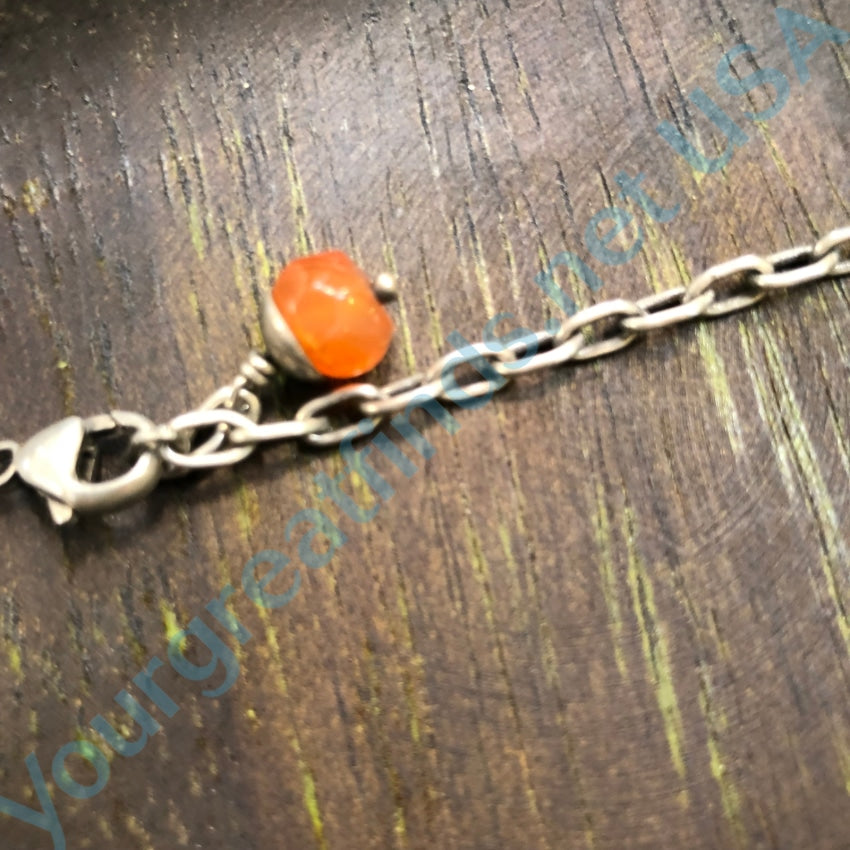 Sterling Silver Carnelian Bead Choker Necklace