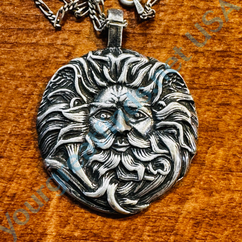 Sterling Silver Celtic God Of Sun & Light Belenos Pendant Chain Necklace Necklace