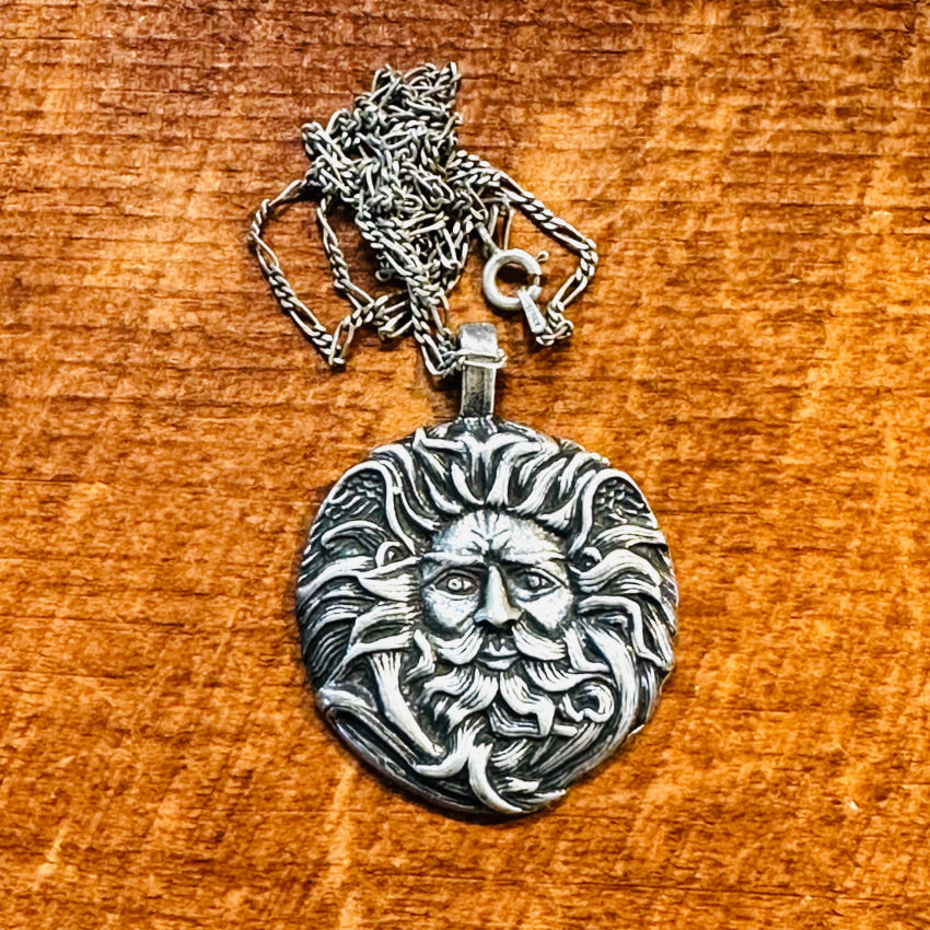 Sterling Silver Celtic God Of Sun & Light Belenos Pendant Chain Necklace Necklace