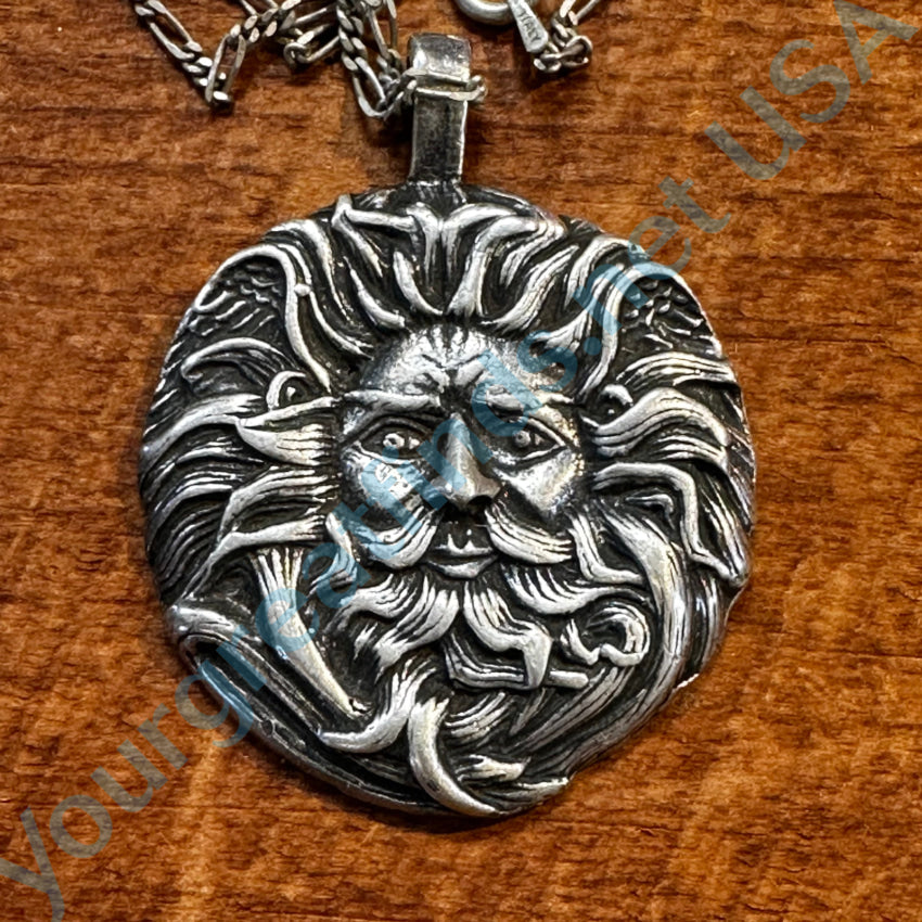 Sterling Silver Celtic God Of Sun & Light Belenos Pendant Chain Necklace Necklace