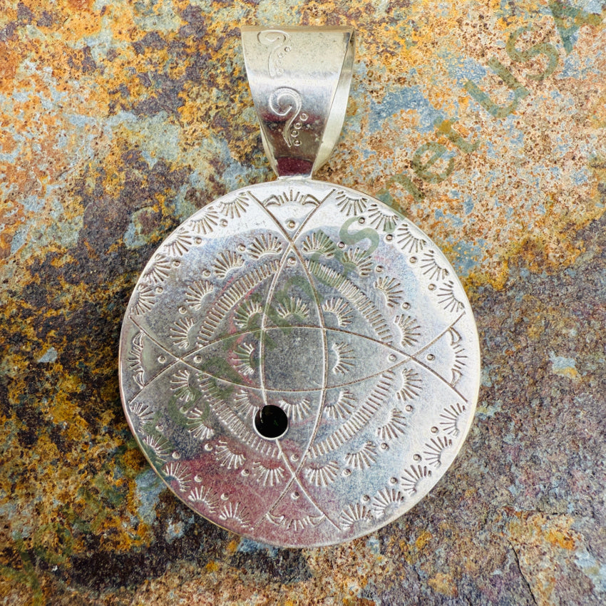 Sterling Silver Channel Inlay Cobblestone Pendant Jay King pendant