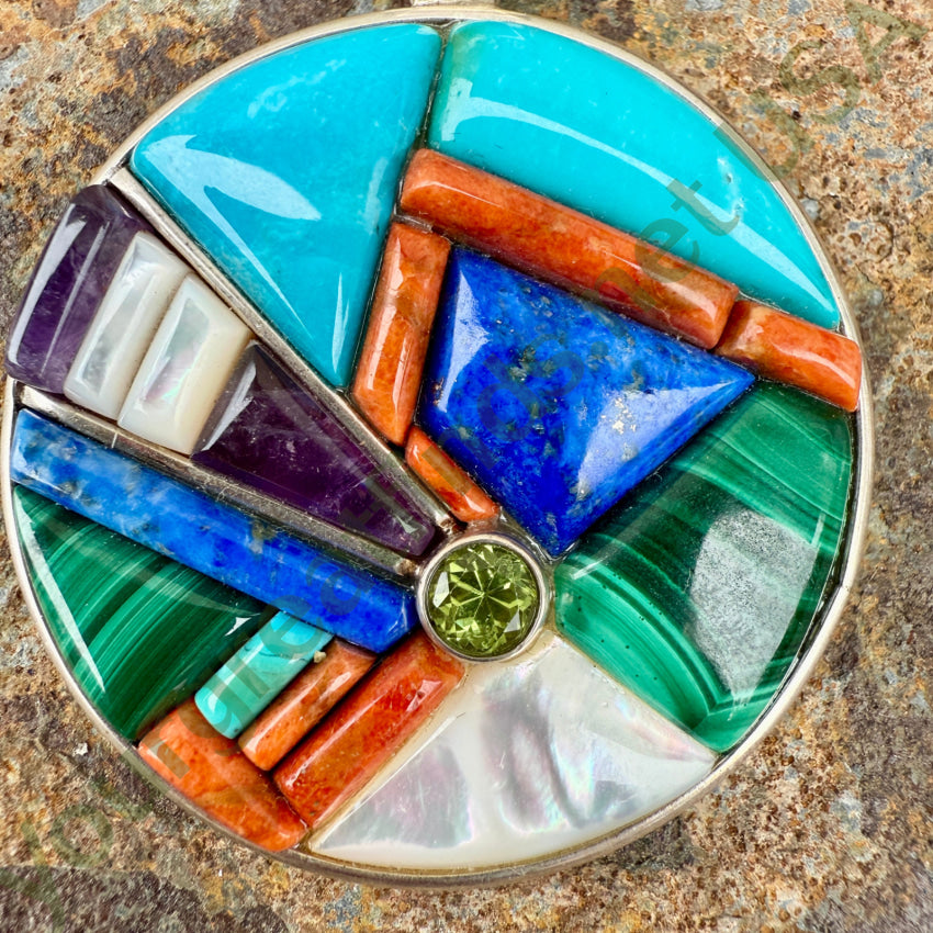 Sterling Silver Channel Inlay Cobblestone Pendant Jay King pendant