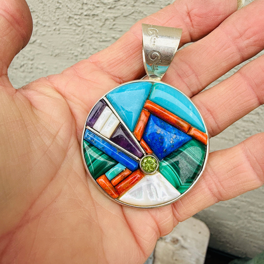 Sterling Silver Channel Inlay Cobblestone Pendant Jay King pendant