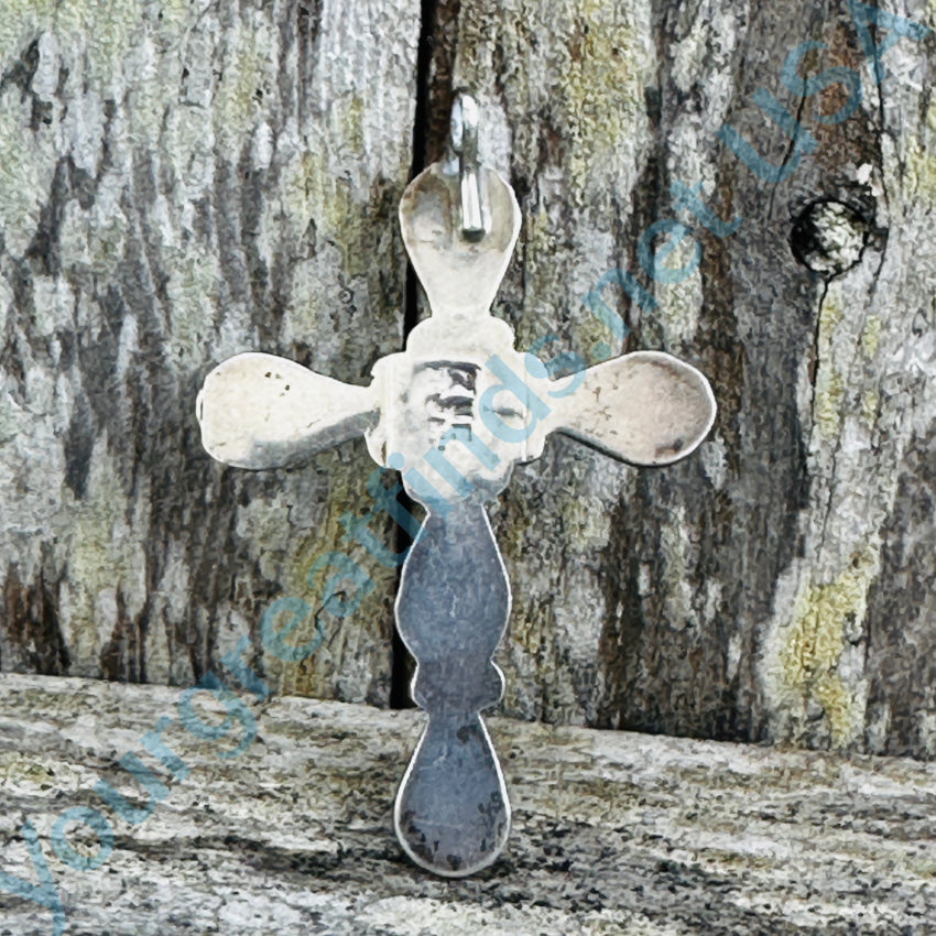 Sterling Silver & Channel Inlay Cross Pendant Zeno Maryann Edaaki Zuni Pendant