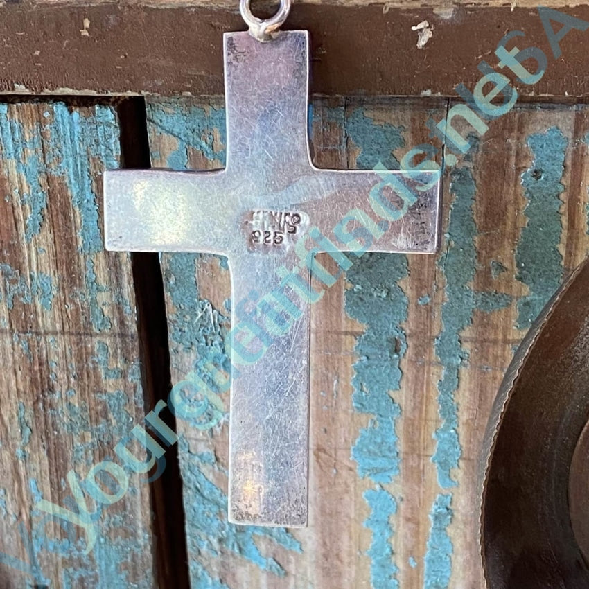 Sterling Silver Channel Inlay Holy Cross Necklace Mexico Yourgreatfinds