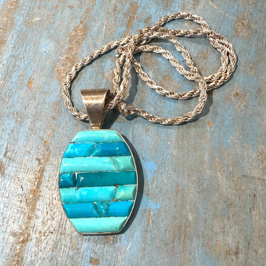 Sterling Silver Channel Inlay Turquoise Necklace Jay King
