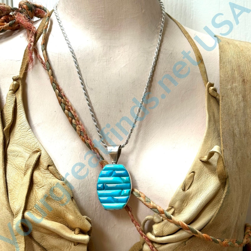 Sterling Silver Channel Inlay Turquoise Necklace Jay King