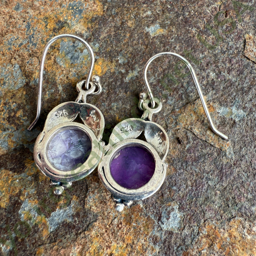 Sterling Silver Charoite Pierced Earrings earrings