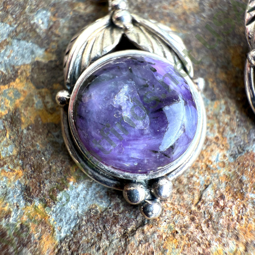 Sterling Silver Charoite Pierced Earrings earrings