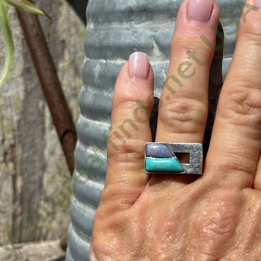 Sterling Silver Charoite & Turquoise Ring Size 7 ring