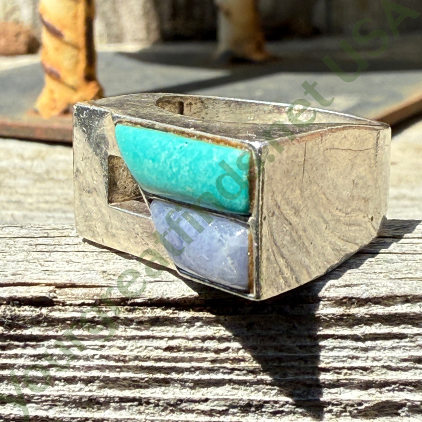 Sterling Silver Charoite & Turquoise Ring Size 7 ring