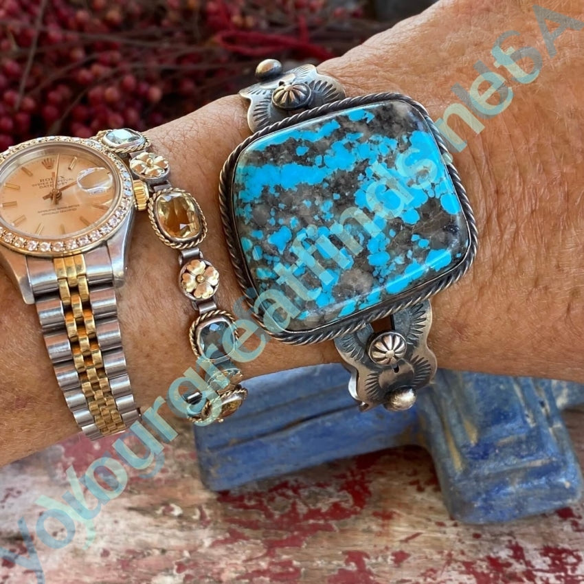 Sterling Silver Chimney Butte Bracelet Turquoise Quartz Stone Yourgreatfinds