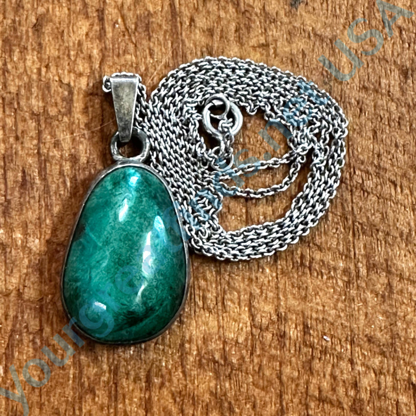 Sterling Silver Chrysocolla Pendant & Chain Necklace Necklace