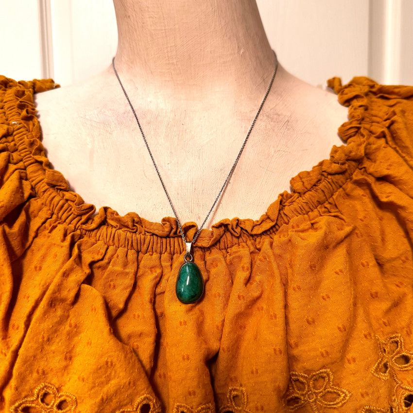 Sterling Silver Chrysocolla Pendant & Chain Necklace Necklace