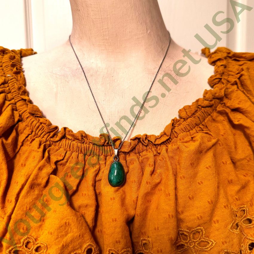 Sterling Silver Chrysocolla Pendant & Chain Necklace Necklace