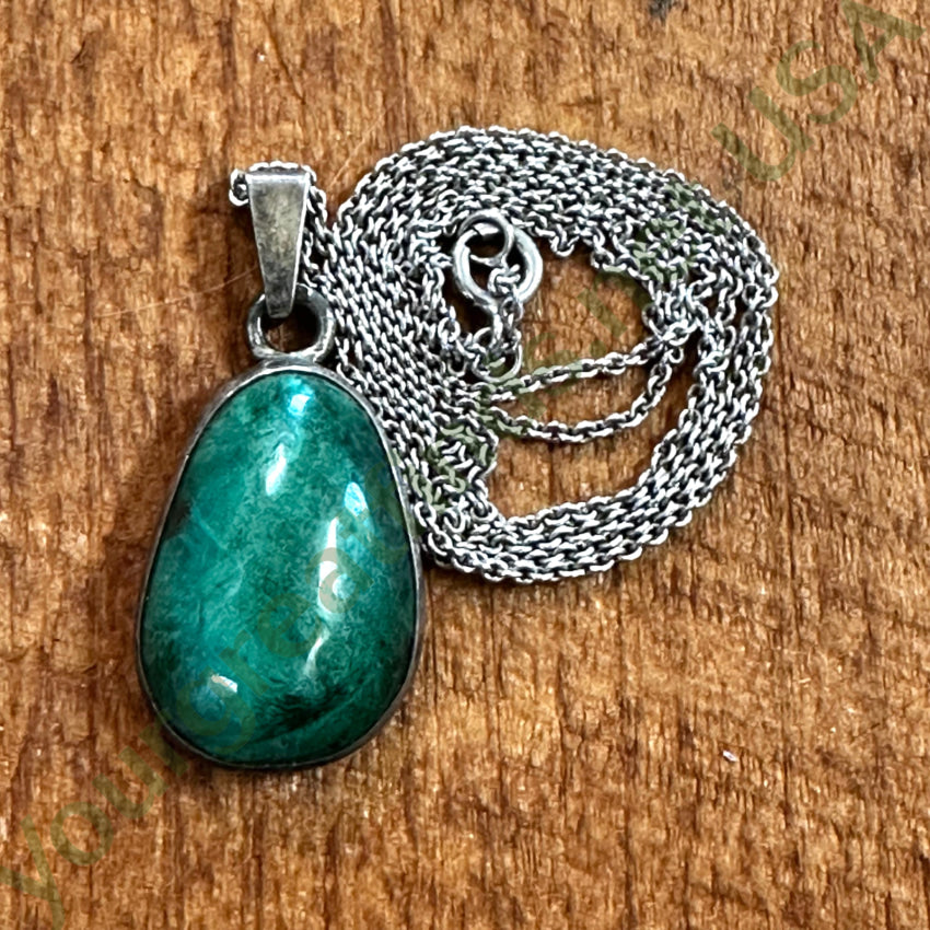 Sterling Silver Chrysocolla Pendant & Chain Necklace Necklace