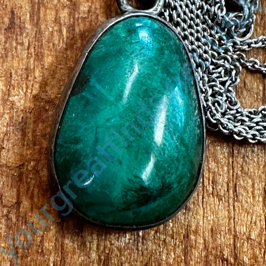 Sterling Silver Chrysocolla Pendant & Chain Necklace Necklace