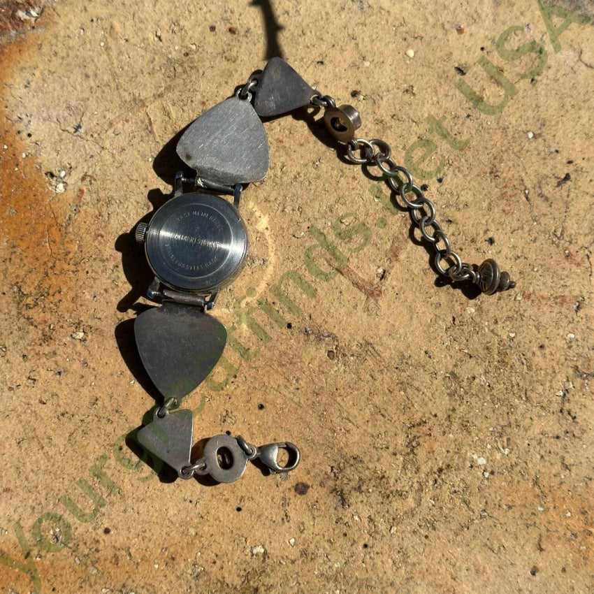 Sterling Silver Chunky Gemstone Watchband Old Timex Watch