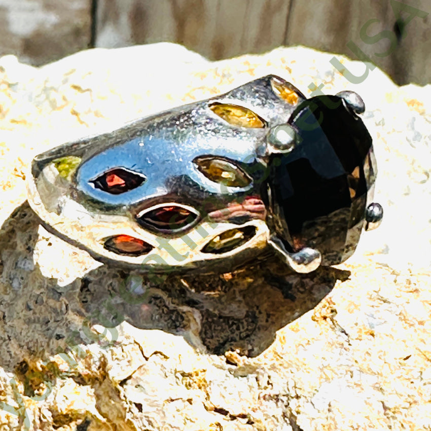 Sterling Silver & Citrine Ring Size 8 Rings