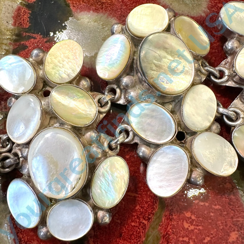 Sterling Silver Cluster Mother-Of-Pearl Panel Bracelet