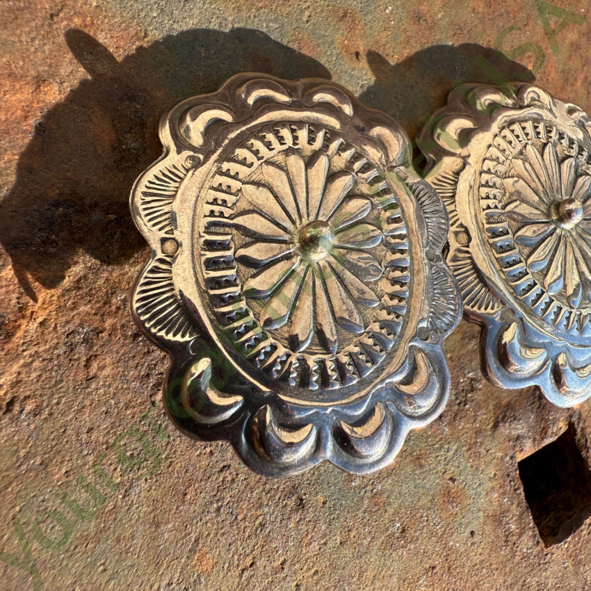 Sterling Silver Concho Clip On Earrings Earrings
