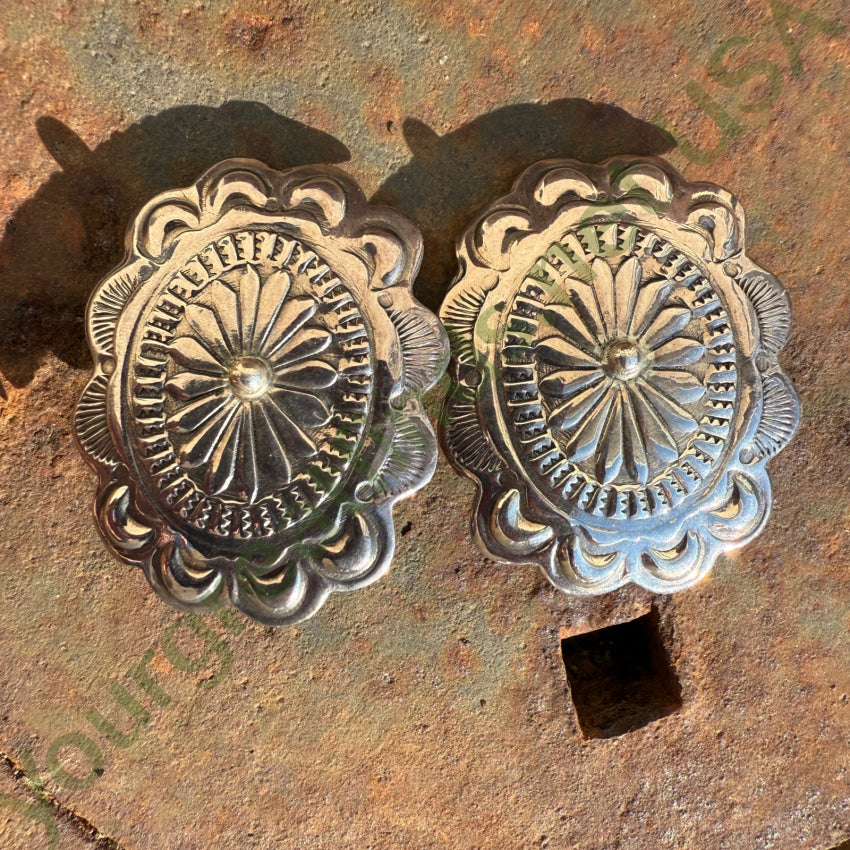 Sterling Silver Concho Clip On Earrings Earrings
