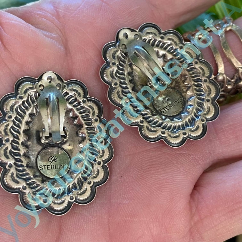 Sterling Silver Concho Earrings Carolyn Pollack Clip On Yourgreatfinds