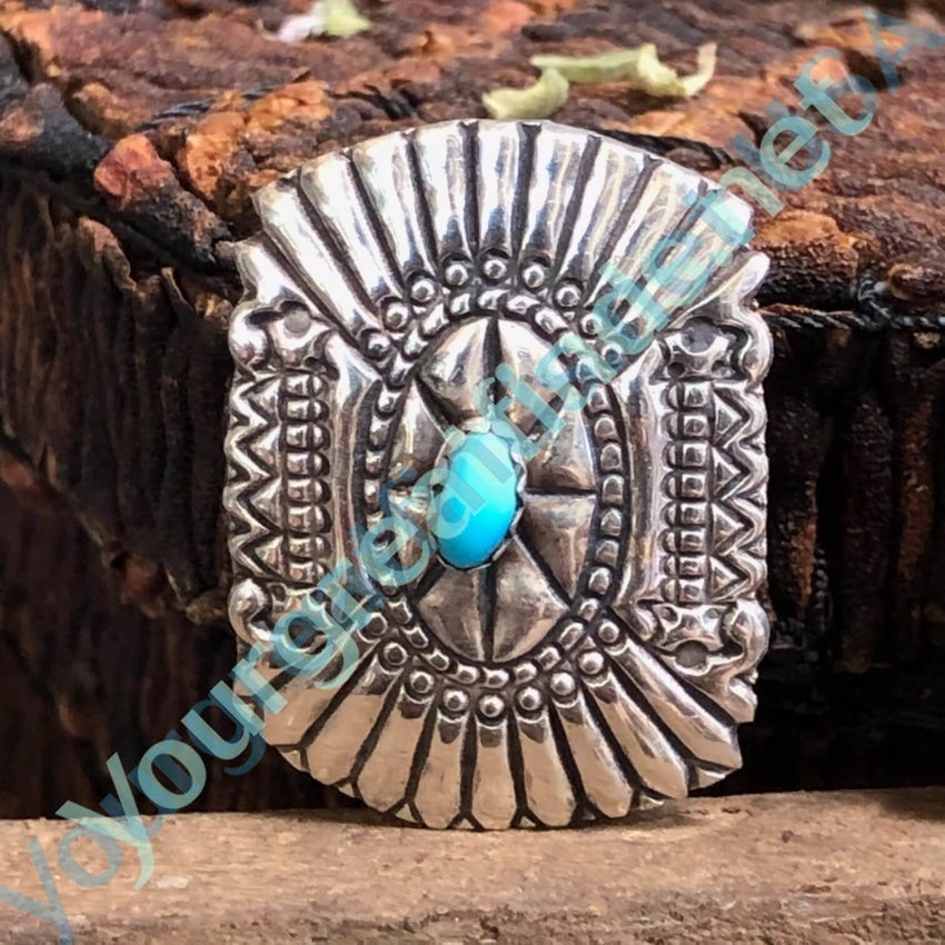 Sterling Silver Concho Pierced Earrings Turquoise Yourgreatfinds