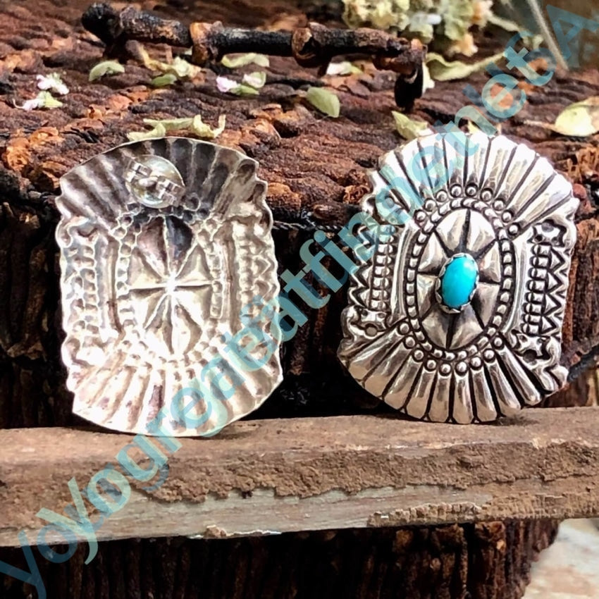 Sterling Silver Concho Pierced Earrings Turquoise Yourgreatfinds