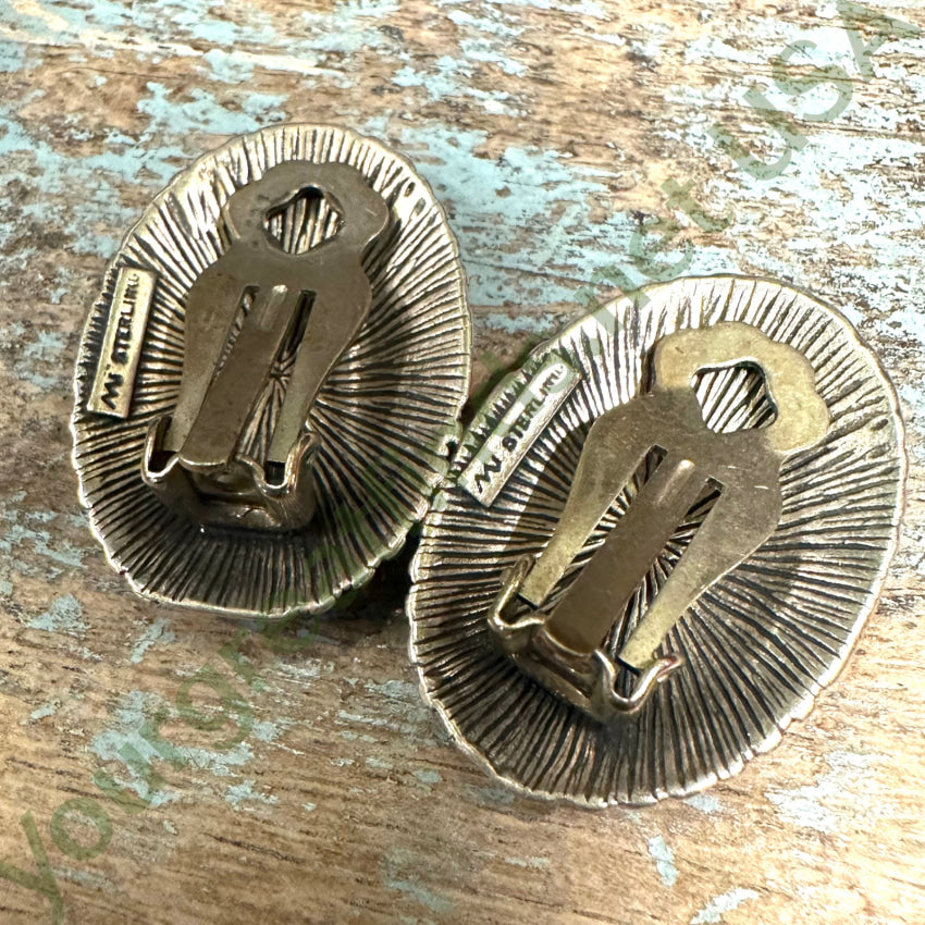 Sterling Silver Cross Concho Clip On Earrrings