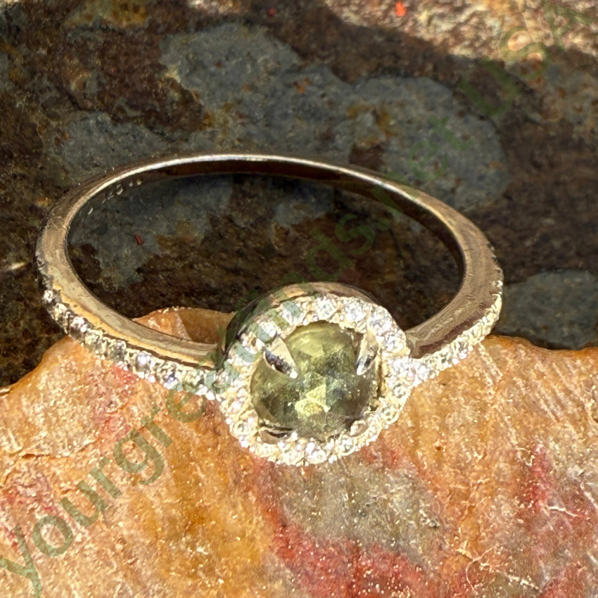 Sterling Silver Cubic Zirconia Halo Ring Size 6 3/4 ring