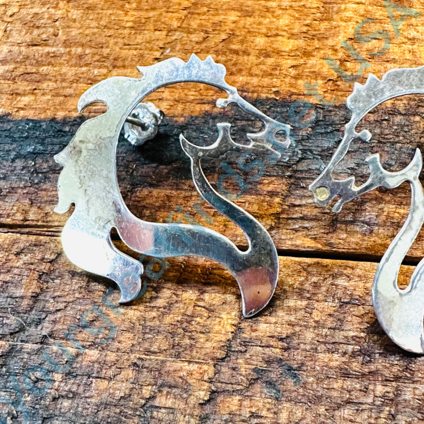 Sterling Silver Cut-Out Horse Pierced Post Earrings Earrings