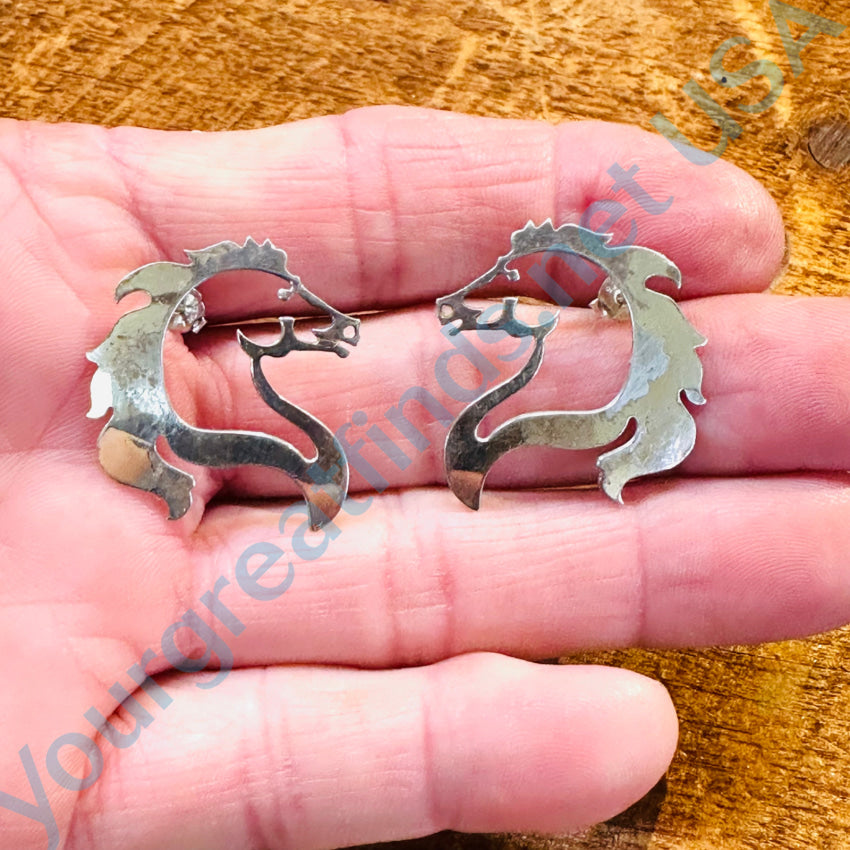 Sterling Silver Cut-Out Horse Pierced Post Earrings Earrings