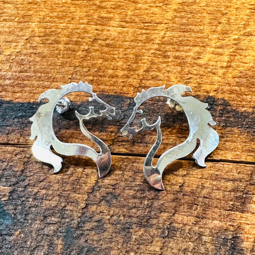 Sterling Silver Cut-Out Horse Pierced Post Earrings Earrings