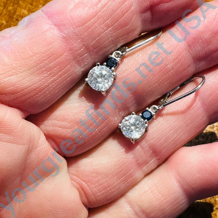 Sterling Silver Cz Pierced Earrings White & Blue Apparel Accessories