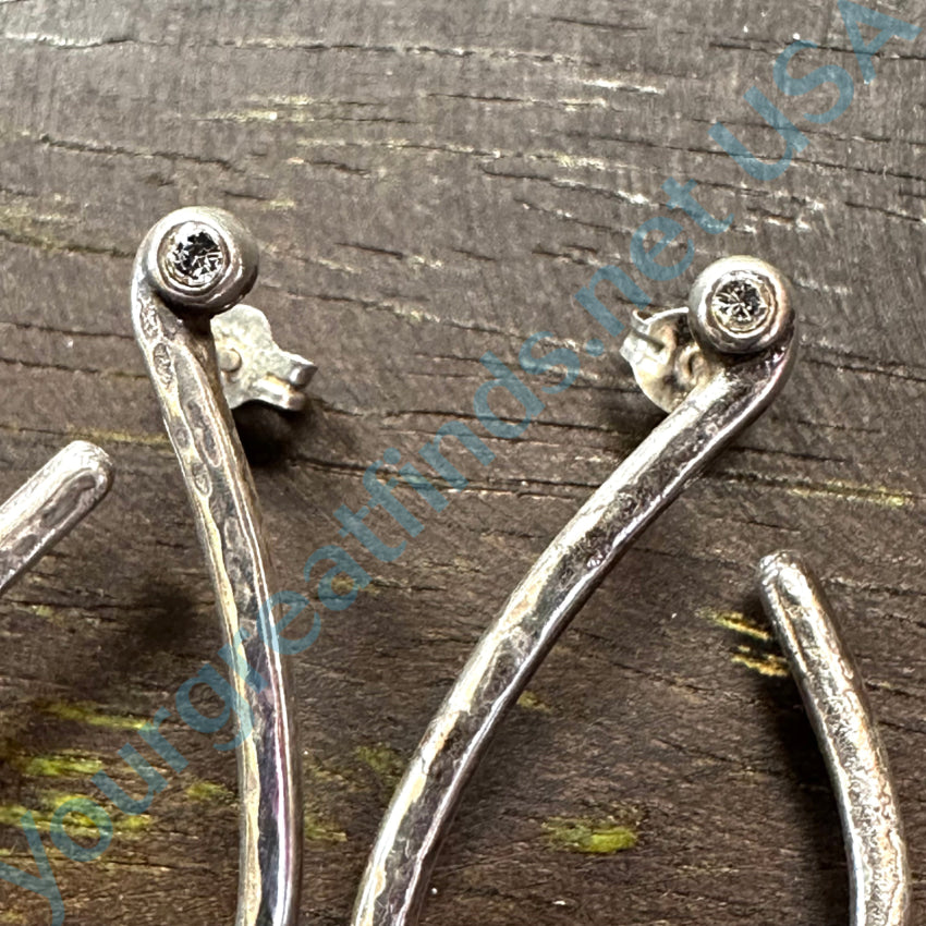 Sterling Silver & Cz Pierced Post Loop Earrings Earrings