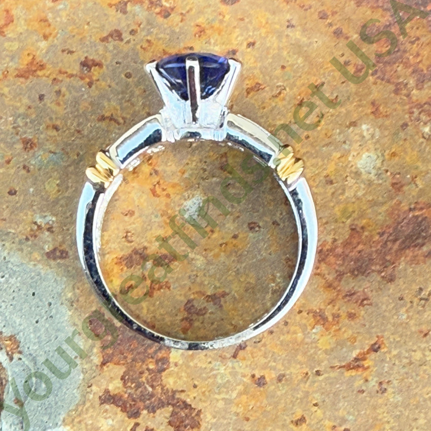 Sterling Silver Dark Blue & White Cubic Zirconia Ring Size 8 Ring