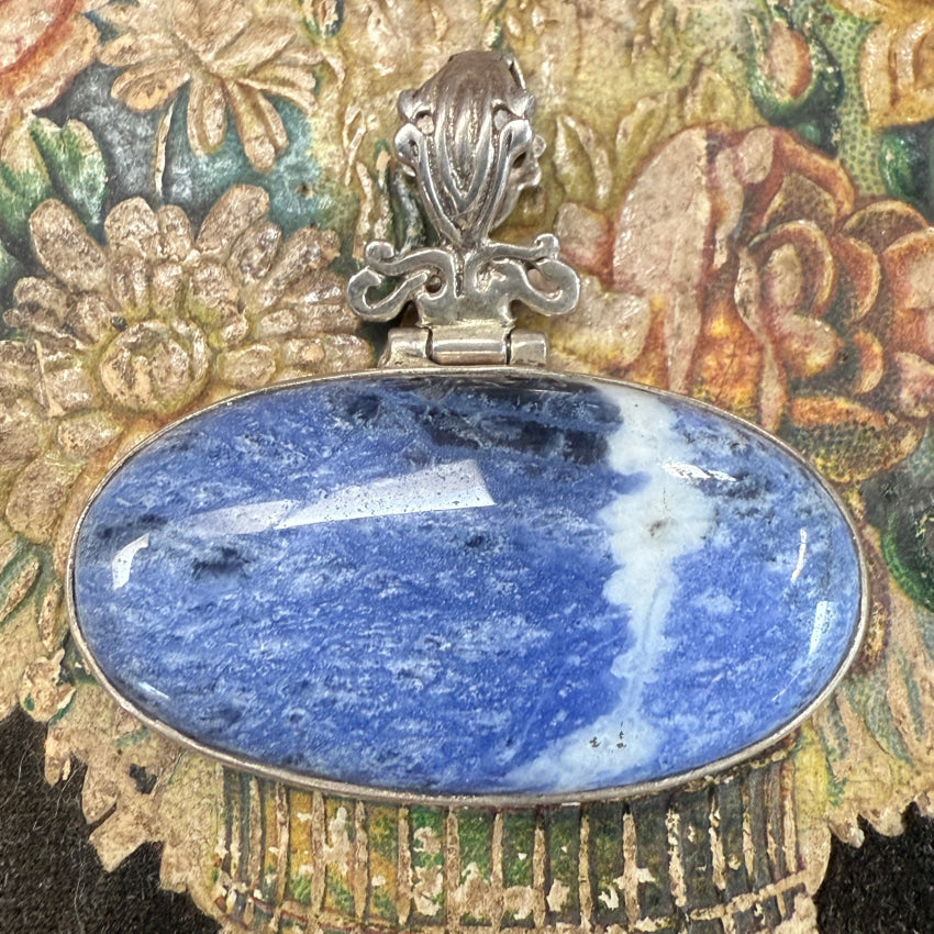 Sterling Silver Denim Blue Sodalite Pendant pendant
