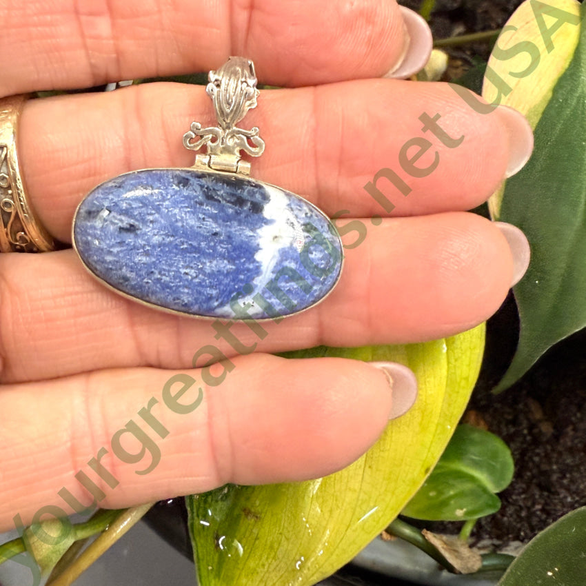 Sterling Silver Denim Blue Sodalite Pendant pendant