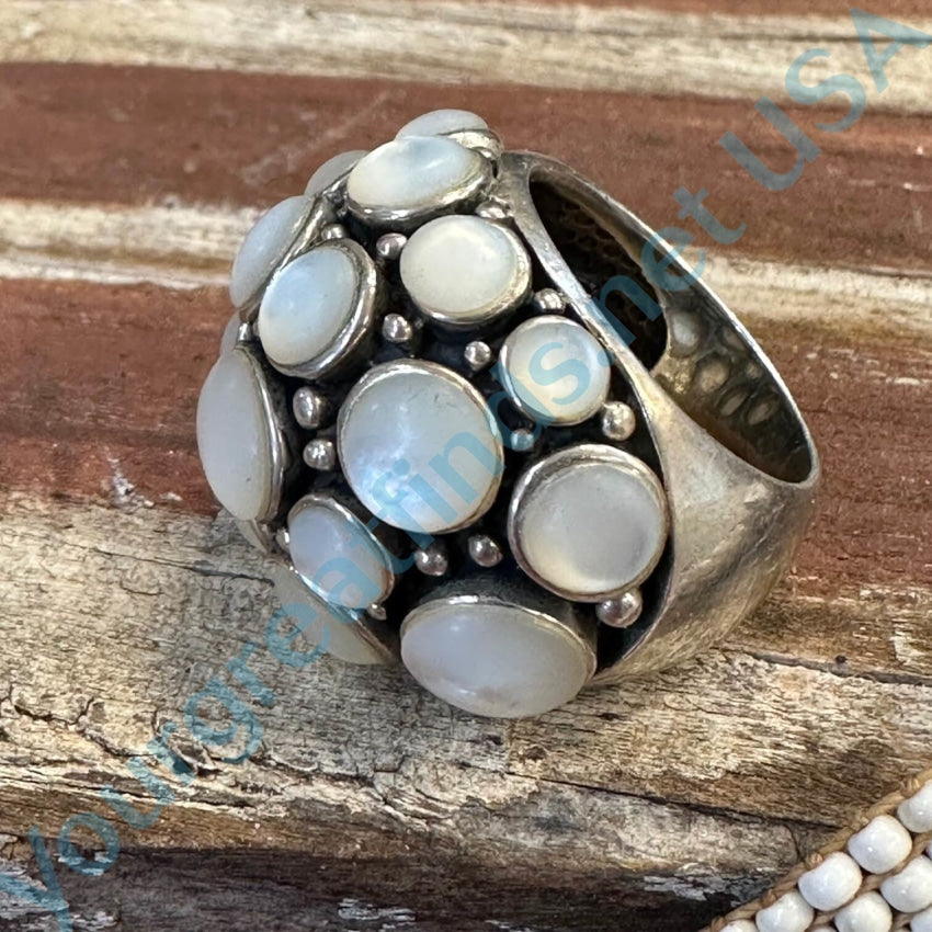 Sterling Silver Dome Ring Mother-Of-Pearl Size 6