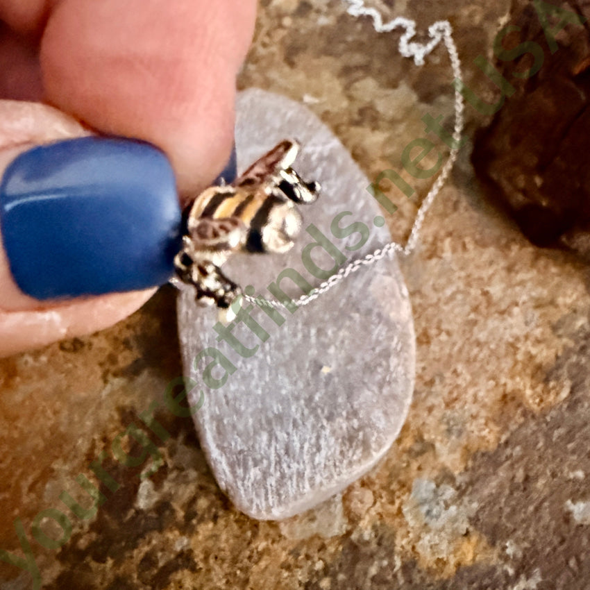 Sterling Silver & Enamel 3D Honey Bee Necklace necklace