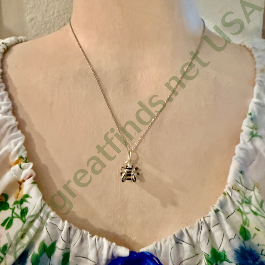 Sterling Silver & Enamel 3D Honey Bee Necklace necklace