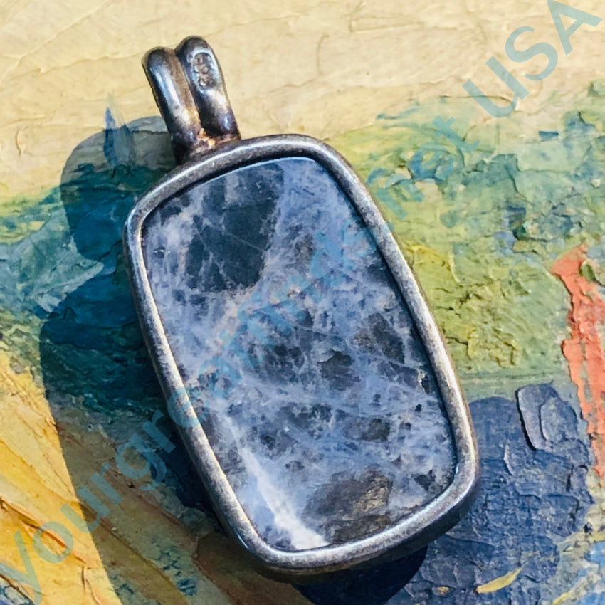 Sterling Silver Facet-Cut Denim Blue Sodalite Pendant Pendant