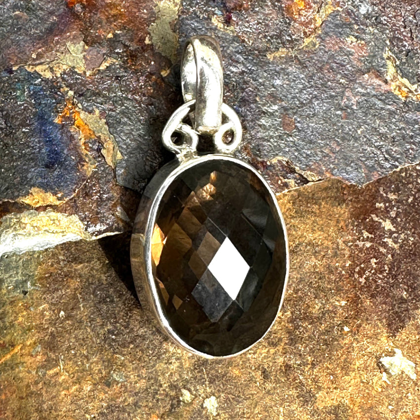 Sterling Silver & Faceted Smoky Citrine Pendant Pendant