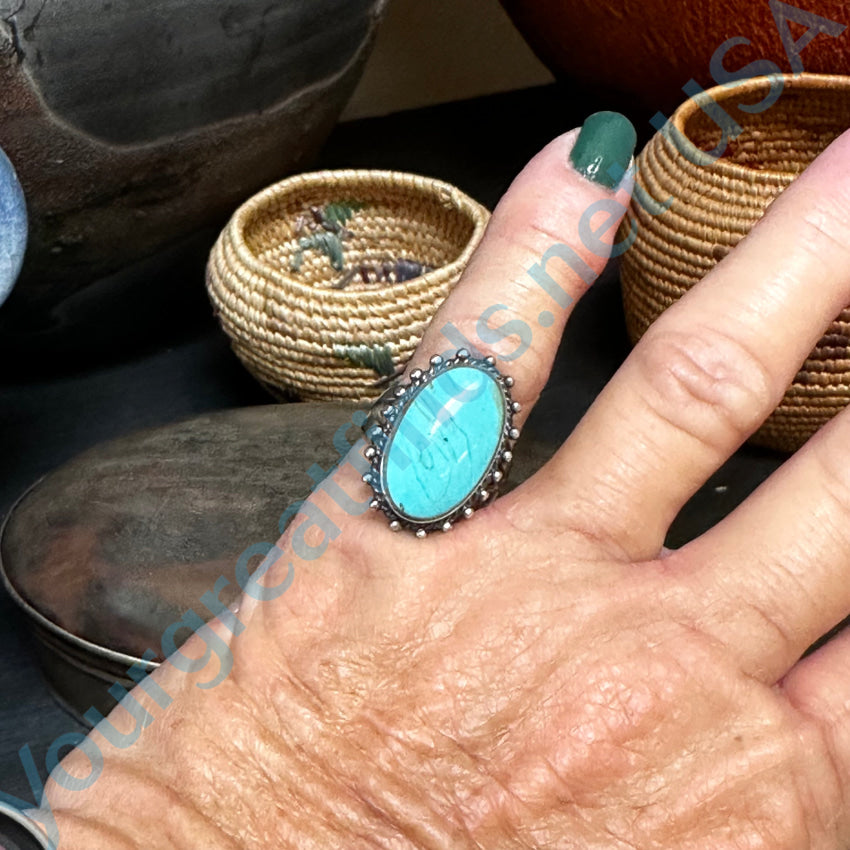 Sterling Silver & Faux Turquoise Ring Size 6 Ring