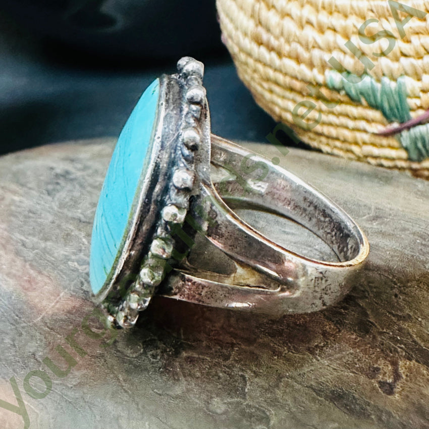 Sterling Silver & Faux Turquoise Ring Size 6 Ring
