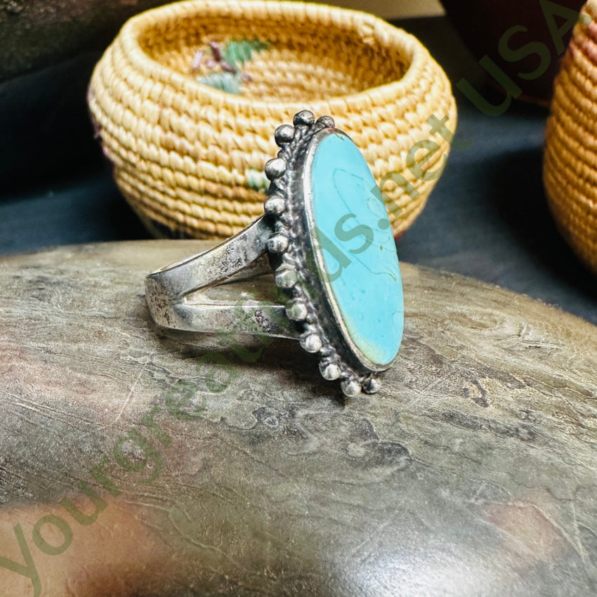 Sterling Silver & Faux Turquoise Ring Size 6 Ring