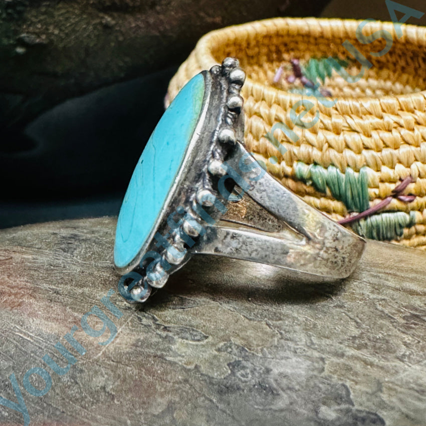 Sterling Silver & Faux Turquoise Ring Size 6 Ring