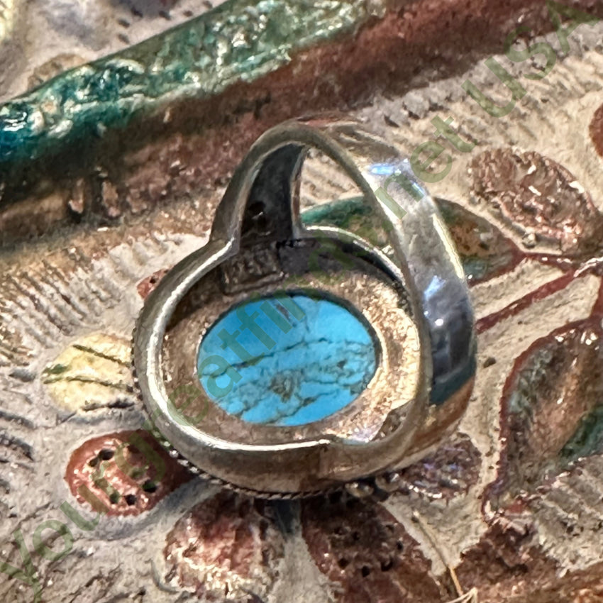Sterling Silver & Faux Turquoise Ring Size 6